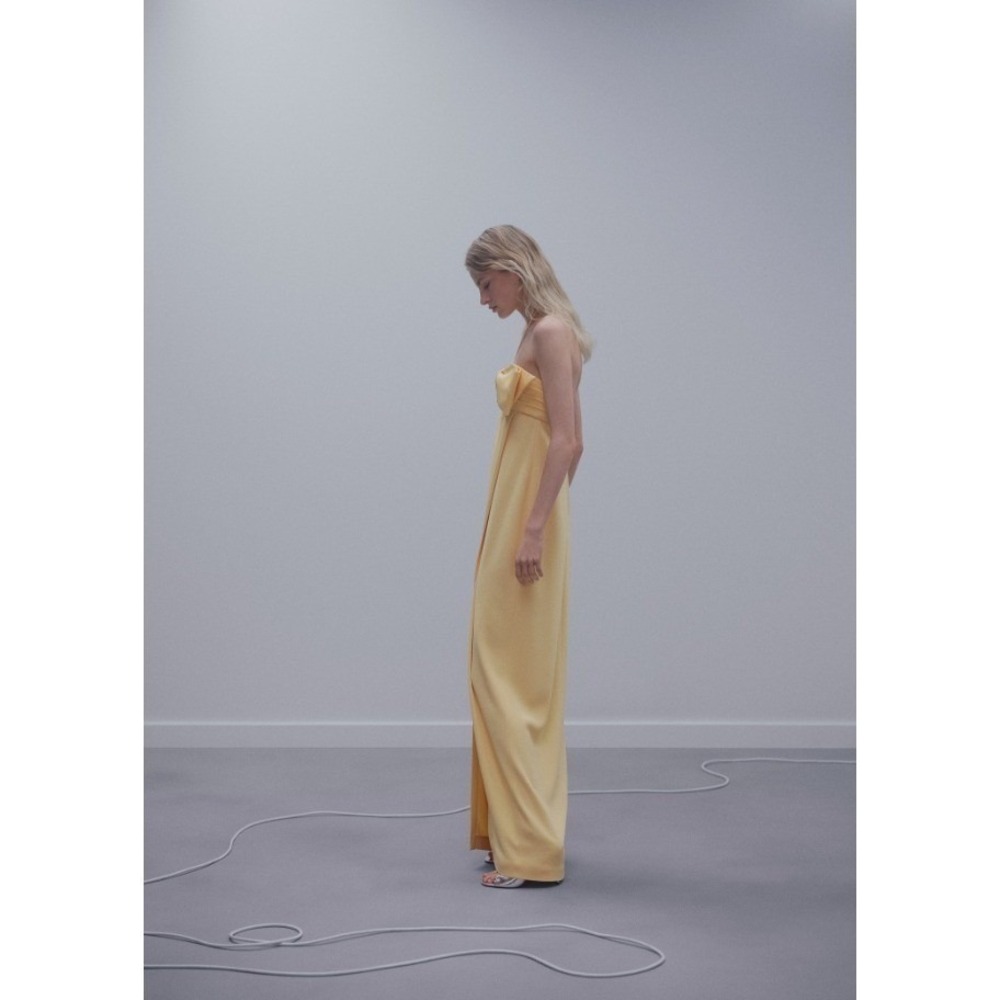 NEW NWT MANGO Satin Crossed Dress Bow Neckline Maxi Gown Party Cocktail M US 6 - Picture 5 of 14